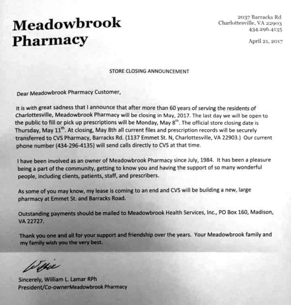 After 62 years, Meadowbrook Pharmacy will shut down NewsRadio WINA