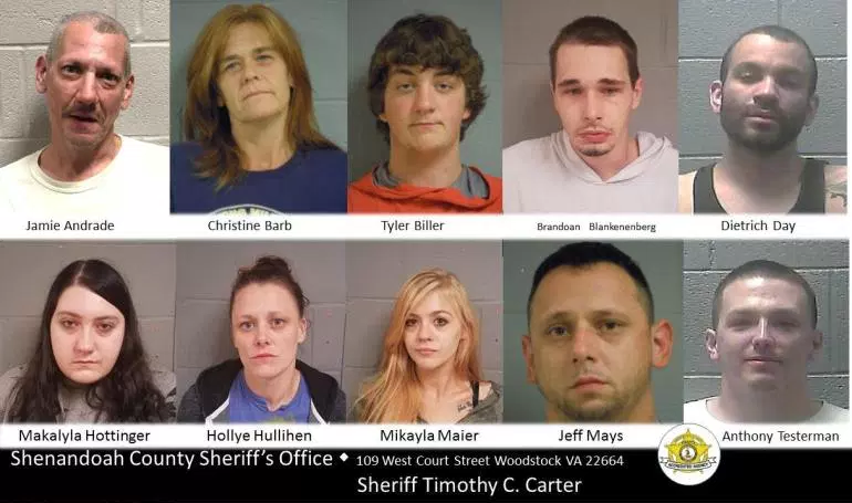 Ten charged in major Shenandoah County drug bust