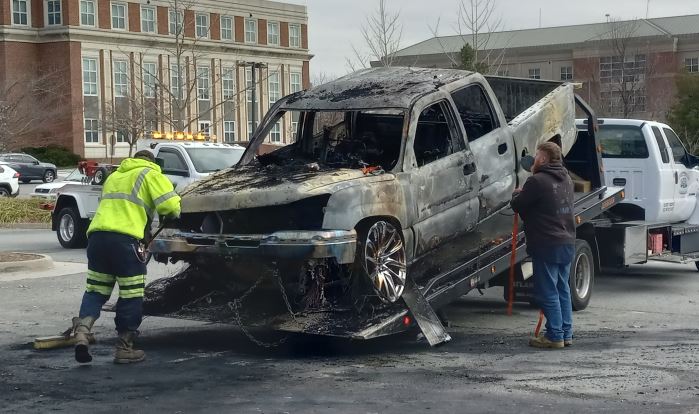 Fatal vehicle fire at Fontaine Research Park